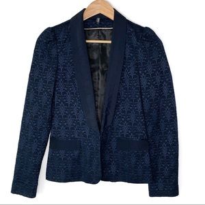 Naf Naf Navy Brocade Blazer French Size 36